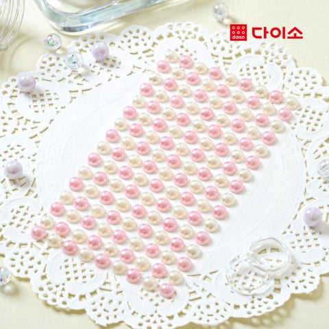 DAISO - Beads Sticker Pink & White
