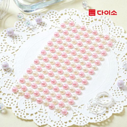 DAISO - Beads Sticker Pink & White